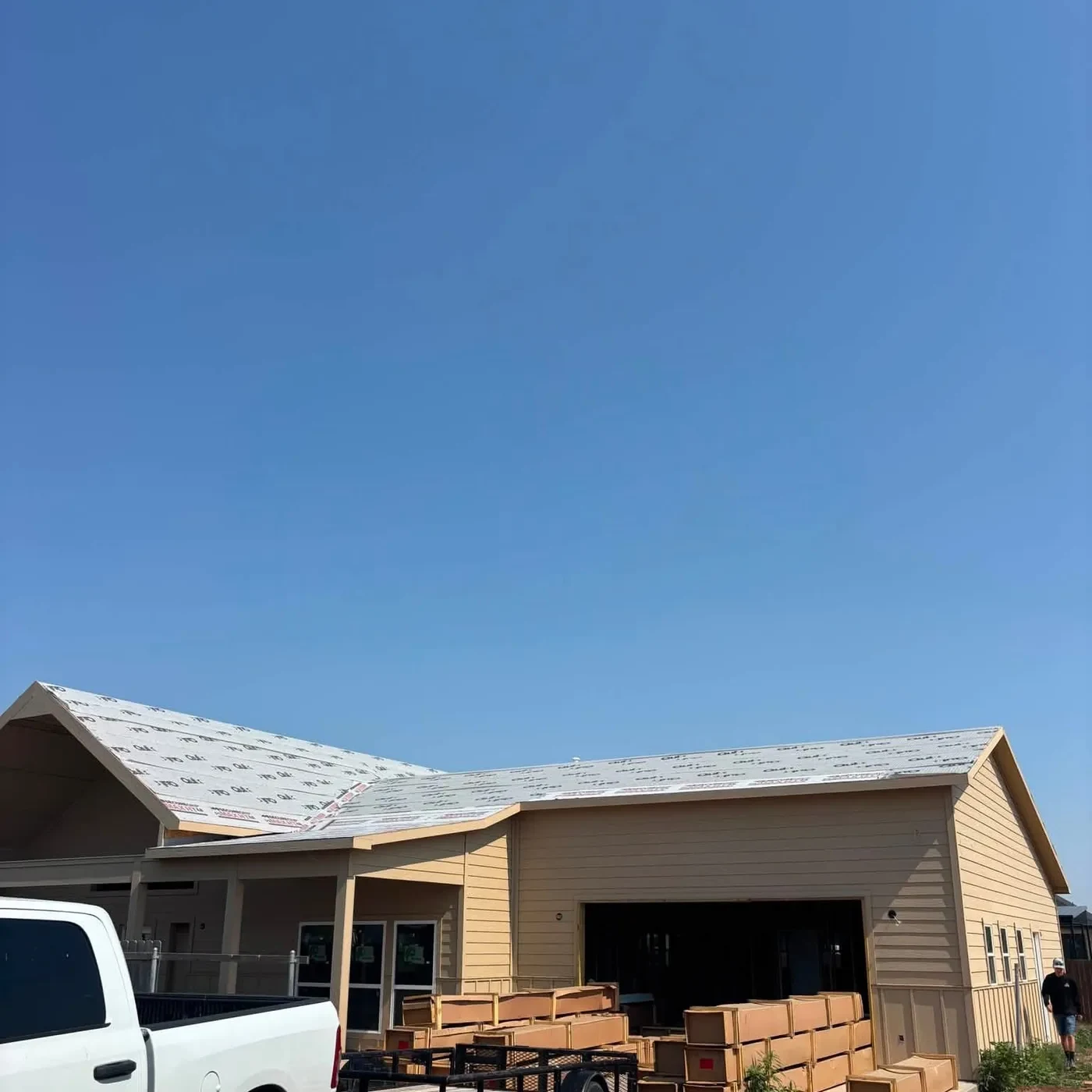 CRS Roofing job site on a Texas Panhandle home